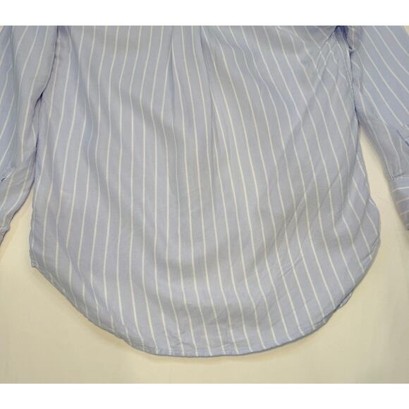 Lola River Blue White Striped Button Up Shirt Medium Classic Normcore - Picture 9 of 12